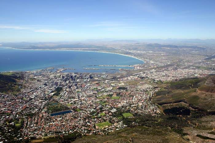 Blick vom Tafelberg auf Kapstadt